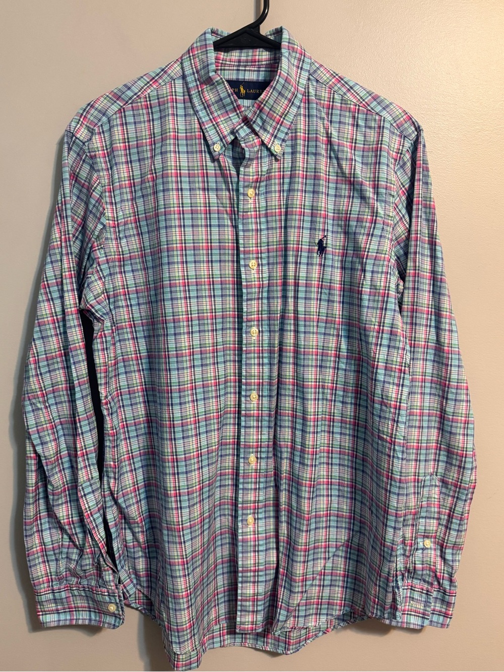 Ralph Lauren Men’s M Multicolor Plaid Button Down Pony Logo Shirt